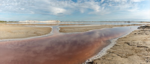 Salt farm in the village of Salin de Giraud near the mouth of the Grand Rhone. panoramic view