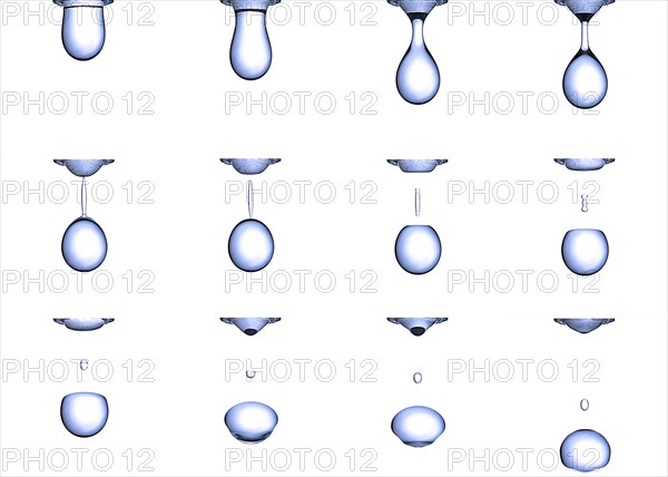 Drop of Water falling against White background