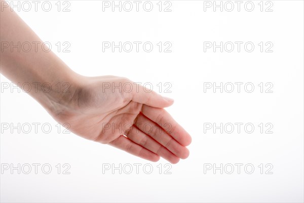 Hand holding on a white background