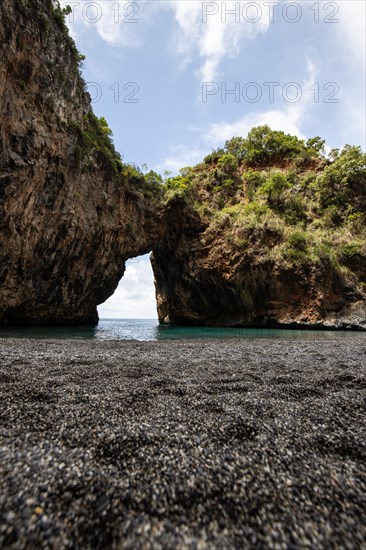 Beautiful hidden beach. The Saraceno Grotto is located directly on the sea in Salerno