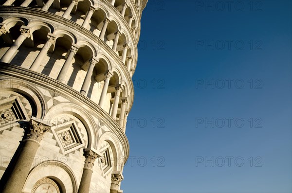 Leaning Pisa Tower with Clear Sky in Tuscany