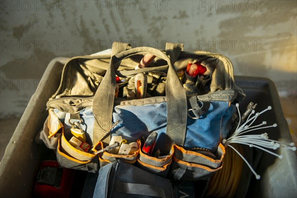 Bag with Woork Tools and Sunlight in Switzerland