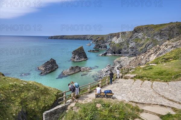 Viewing platform at the Bedruthan Steps cliff formation