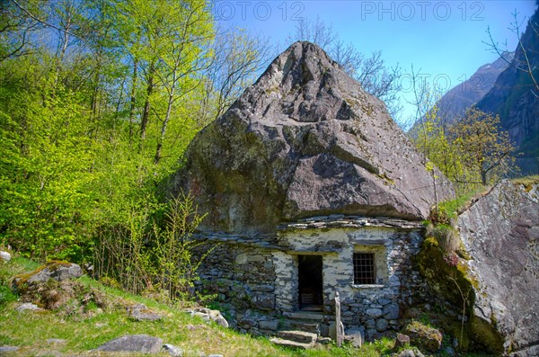 Old Cheese Cellars Under a Big Rock in Ticino