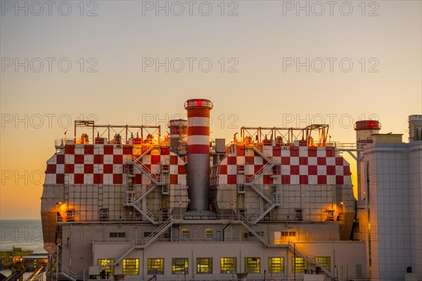 Thermal Power Plant in Dusk in Genoa