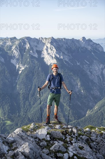 Mountaineer on a ridge path