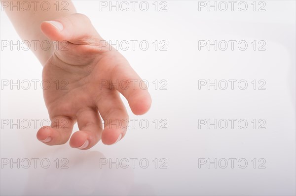 Hand holding on a white background