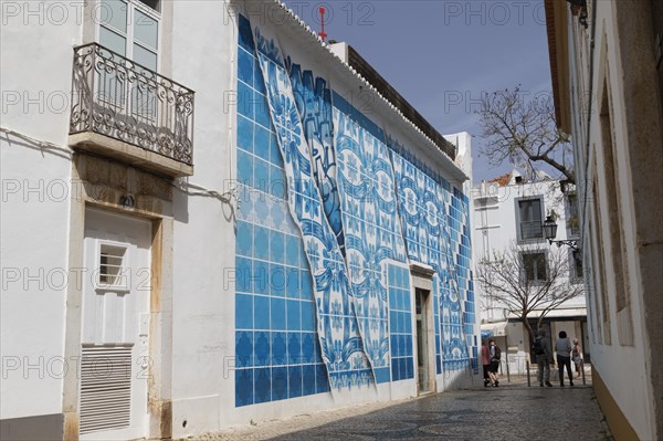Mural with traditional azulejos tile pattern