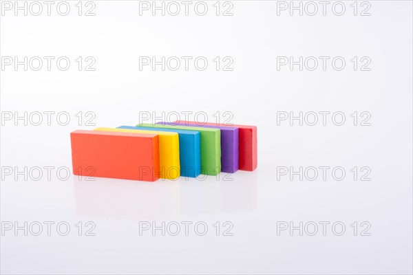 Multi color domino on white background