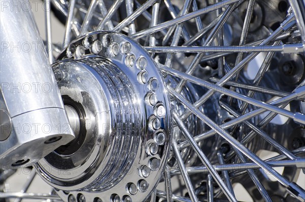 Motorcycle Wheel with Spokes in Chrome