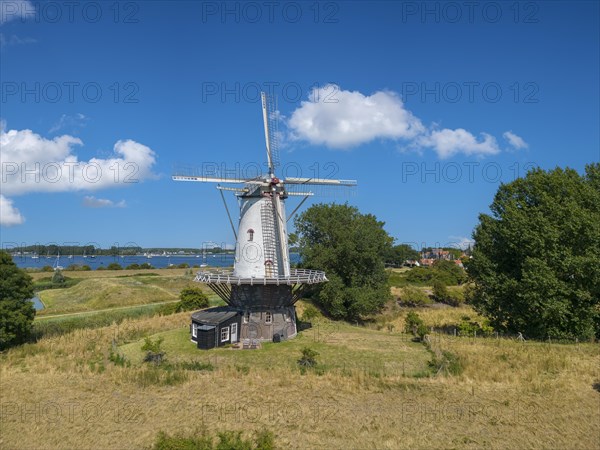 Aerial view with the windmill De Koe