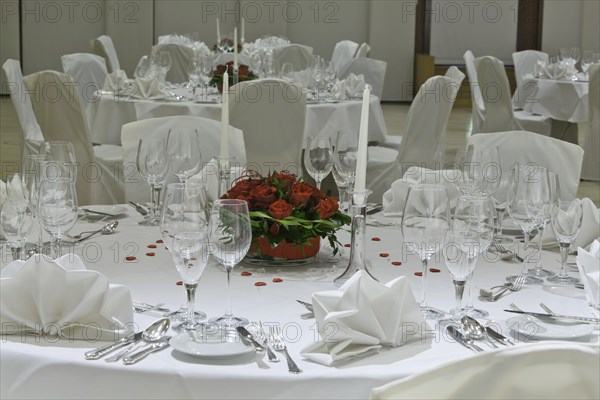 Festively laid table in a restaurant for a family celebration