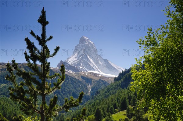 Snow-capped Mountain Matterhorn in Zermatt in Valais