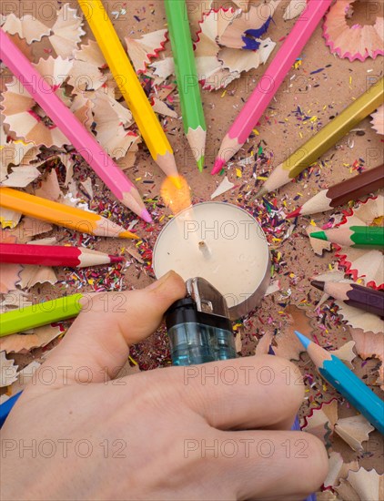 Colorful candle stick of three