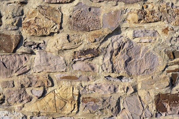 Wall stones of different types of stone