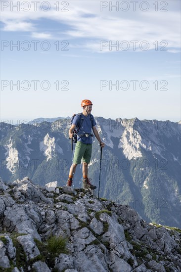 Mountaineer on a ridge path