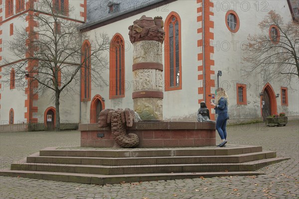 Fairytale fountain on the market square in front of the church