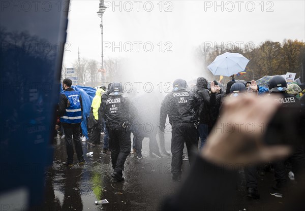 Police action against the demonstration against the reformed Infection Protection Act by Corona sceptics