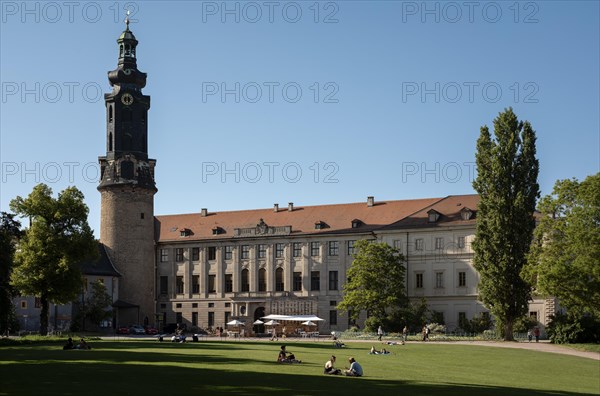 People relaxing in the park on the Ilm