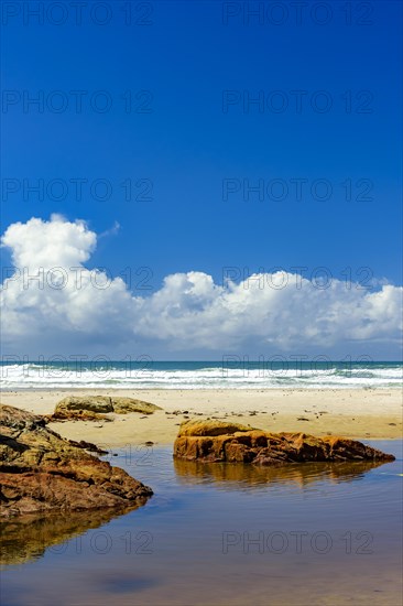 Stunning Pe de Serra beach in the town of Serra Grande on the south coast of Bahia on a sunny summer day