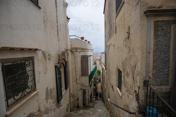 Beautiful island feeling with old houses and the sea on the island of Capri