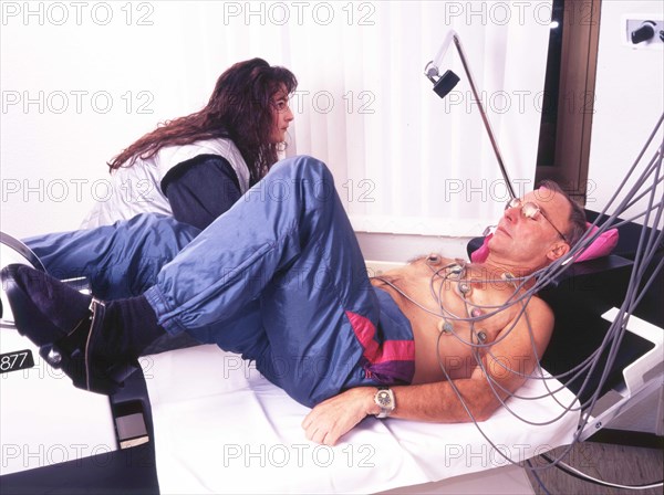 A stress ECG is performed on a patient in a cardiology practice in Iserlohn