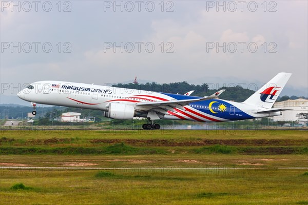 A Malaysia Airlines Airbus A350-900 aircraft with registration number 9M-MAF at Kuala Lumpur Airport