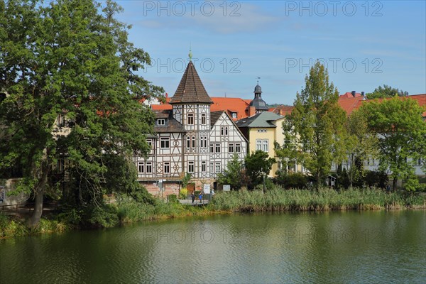 View of half-timbered house at the Burgsee