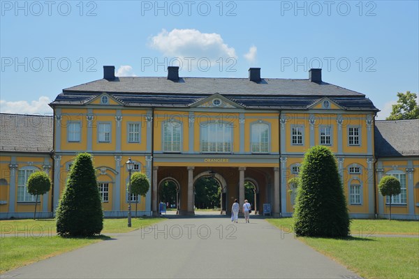 Baroque orangery with archway and kitchen garden