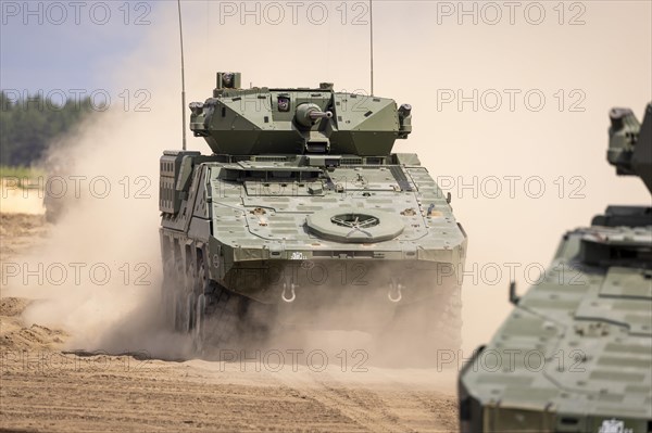 A Lithuanian Vilkas infantry fighting vehicle during the GRIFFIN STORM exercise in Pabrade. Pabrade
