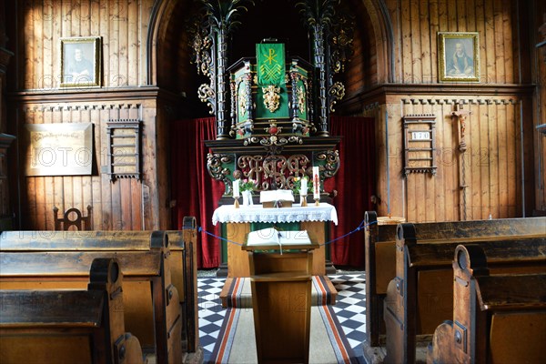 The town of Schwarzburg on the Schwarza in the Thuringian Forest on 14.8.2017 .Small village church