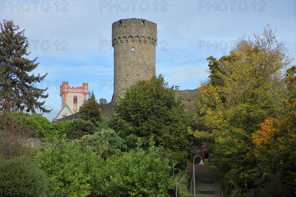 Historic defence defence tower Dilgesturm and tower of St. Johann Baptist Church