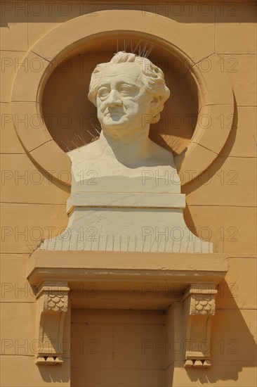 Monument and head of Wolfgang Goethe