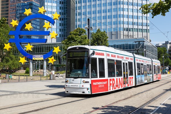 Tram at Willy-Brandt-Platz OePNV public transport transport in Frankfurt