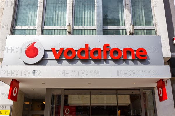 Shop of the brand Vodafone with logo telephone communication internet provider at Koenigstrasse in Stuttgart