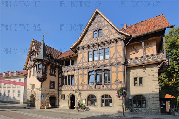 Half-timbered house with bay window and ornaments Henneberger Haus built 1895