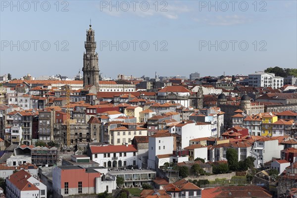 View of the old town and Torre dos Clerigos from the tower of the Se do Porto Cathedral