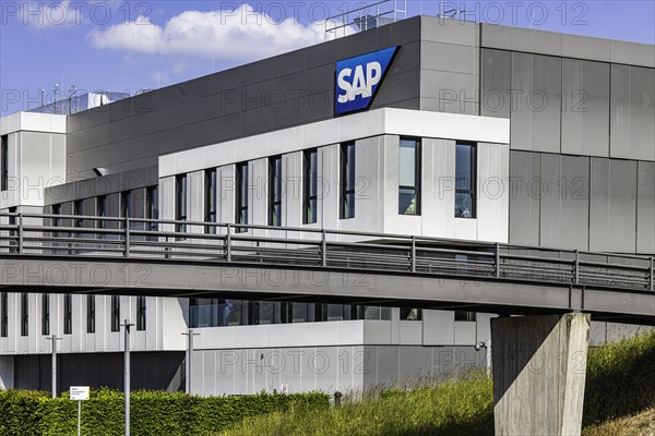 Headquarters of the company SAP with logo