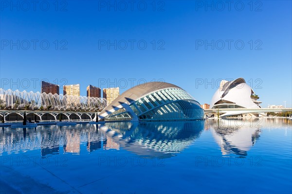 Ciutat de les Arts i les Ciencies modern architecture by Santiago Calatrava in Valencia