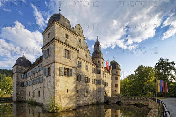 North-west side of Mitwitz moated castle with moat