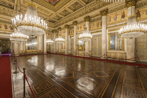 Festively lit ballroom