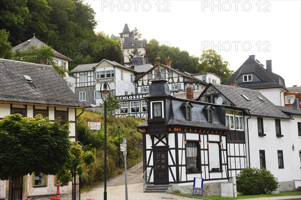 The town of Schwarzburg on the Schwarza in the Thuringian Forest on 14.8.2017