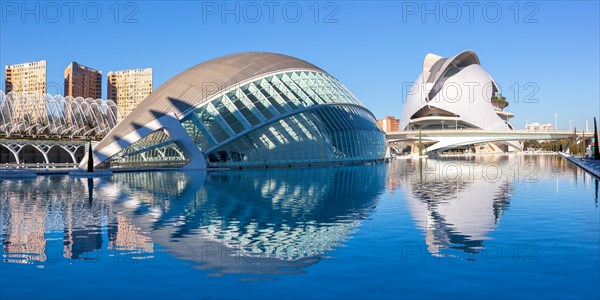 Ciutat de les Arts i les Ciencies modern architecture by Santiago Calatrava in Valencia