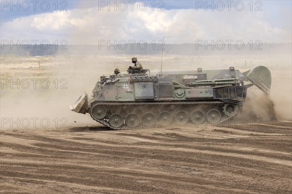 Badger armoured engineer vehicle during exercise GRIFFIN STORM in Pabrade. Pabrade