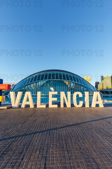 Ciutat de les Arts i les Ciencies with Hemisferic building modern architecture by Santiago Calatrava in Valencia
