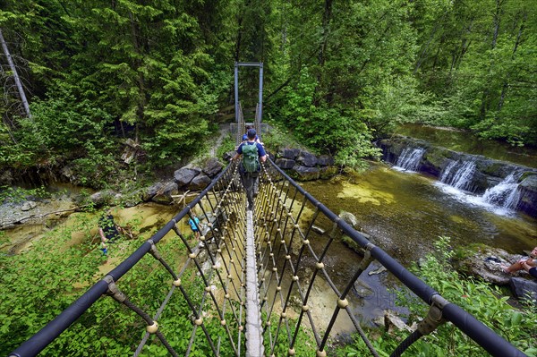 Suspension bridge in the stream valley on the Durach