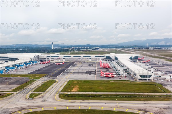 Aerial view of Kuala Lumpur International Airport Terminal 2 in Kuala Lumpur