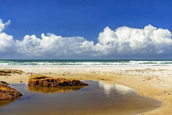 Gorgeous Pe de Serra beach in the town of Serra Grande on the south coast of Bahia on a sunny summer day