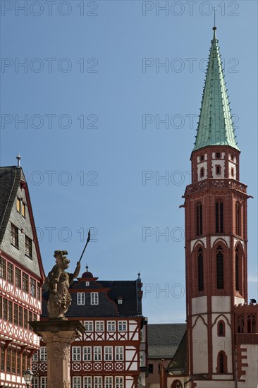 Old St. Nicholas Church with fountain figure of Minerva