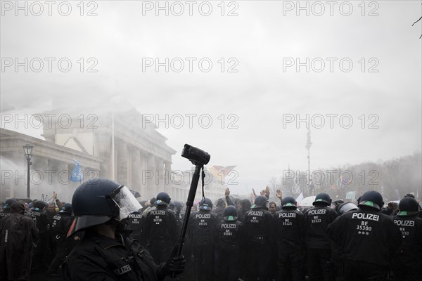 Police action against the demonstration against the reformed Infection Protection Act by Corona sceptics